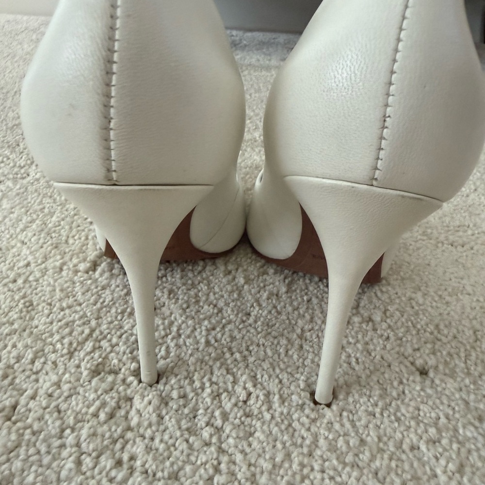 BCBGMaxAzria White Pointed-Toe Leather Pumps - Picture 3 of 3